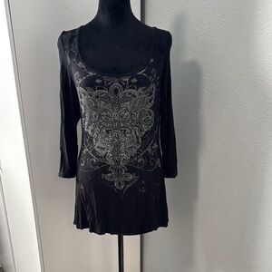 Angels & Diamonds Black and Silver Long Sleeve Top